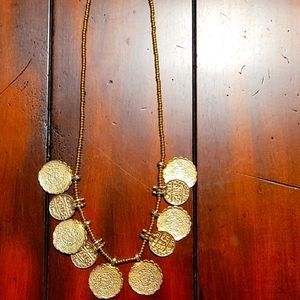 Kenneth Lane Satin coin necklace